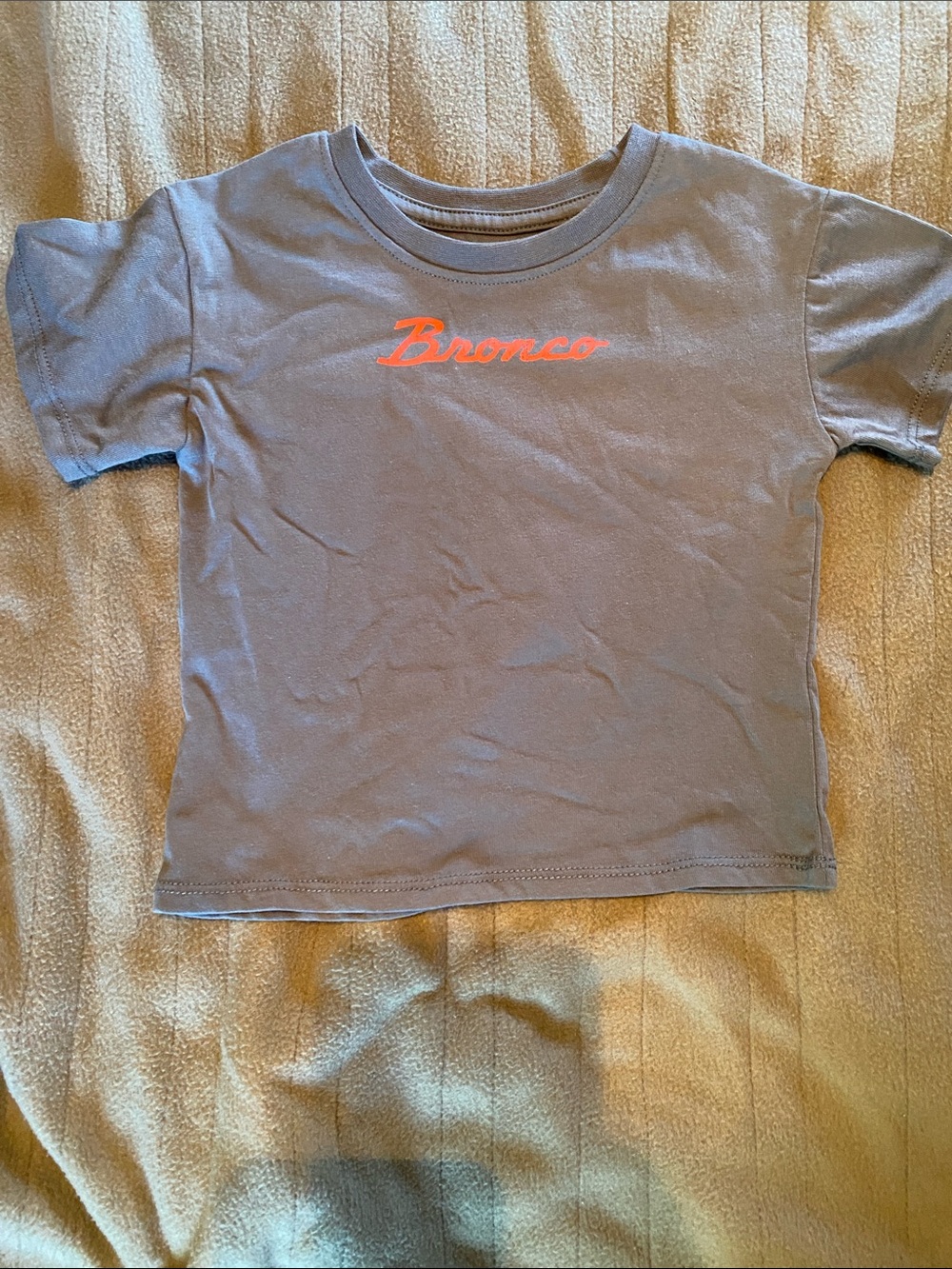 Ford Gray Kids' Short Sleeve Tee with Orange 'Bronco' Script
